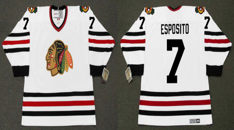 2019 Men Chicago Blackhawks #7 Esposito white CCM NHL jerseys->chicago blackhawks->NHL Jersey